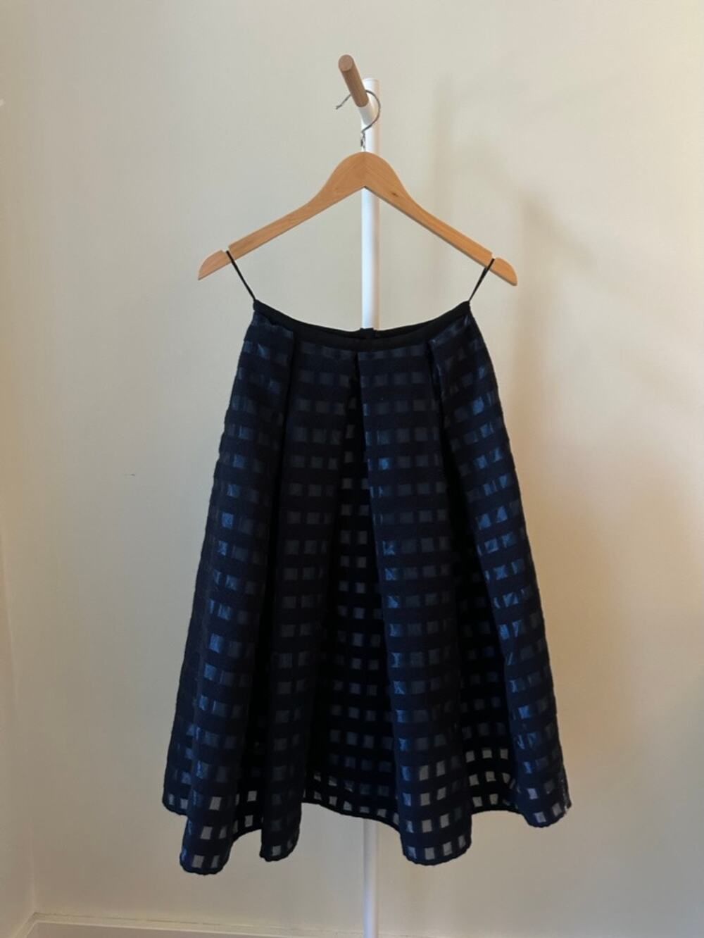 Erdem Ina Skirt in Navy Grid Jacquard, Size 2 (US)
